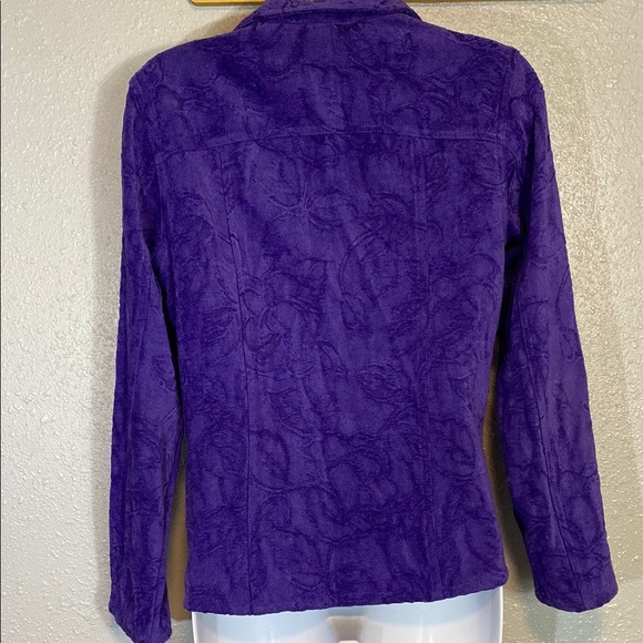 Chico's Purple Embossed Textured Jacket with Collared Neckline - Picture 6 of 7